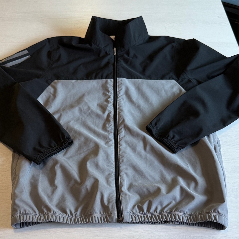 adidas Black and Gray Windbreaker Jacket Size 13-14 Large